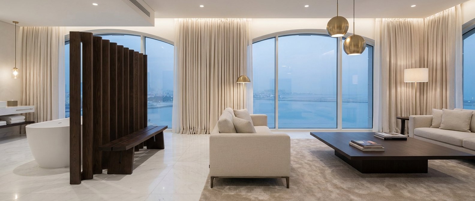 Waterfront hotel suite architectural concept